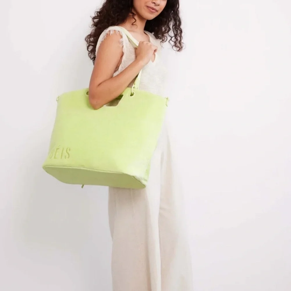 NWT BÉIS / Beis Citron Green Terry Tote Bag - Picture 10 of 13